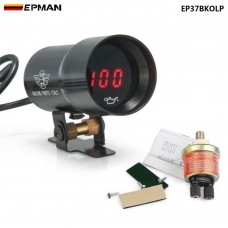 EPMAN 37mm MICRO DIGITAL SMOKED OIL PRESSURE GAUGE UNIVERSAL 4-6-8 CYLINDER ENGINES sensor NTP 1/8 (Unit:PSI)EP37BKOLP